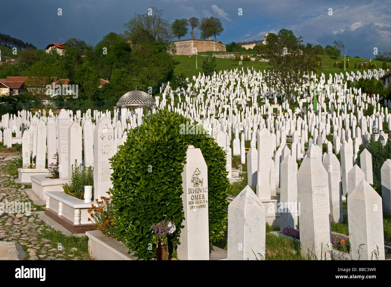 The Martyrs' Memorial Cemetery Kovaci for victims of the war in Stari ...