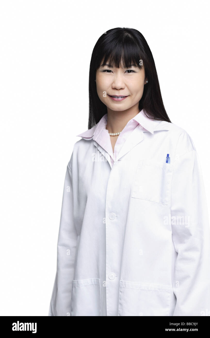 Woman in lab coat, portrait Stock Photo Alamy
