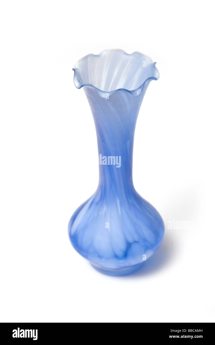 Blue glass vase isolated on a white studio background Stock Photo