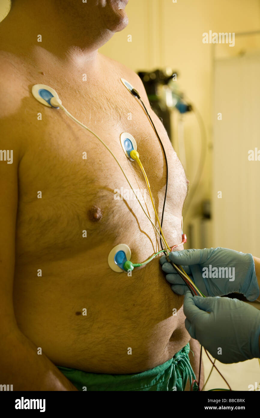 patient with electrocardiogram Stock Photo