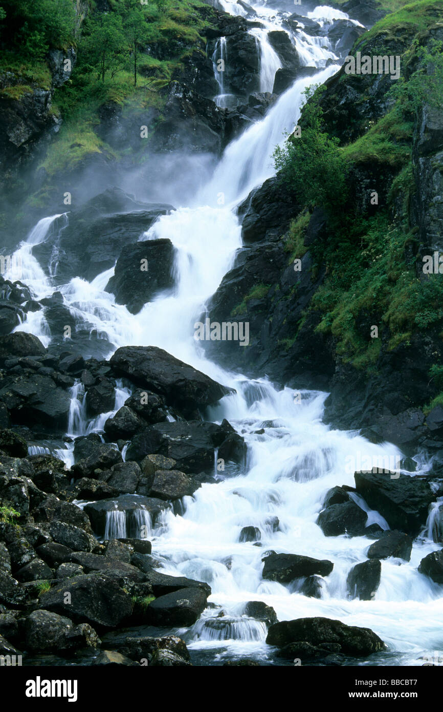 The waterfall Latefossen, Hordaland, Norway Stock Photo