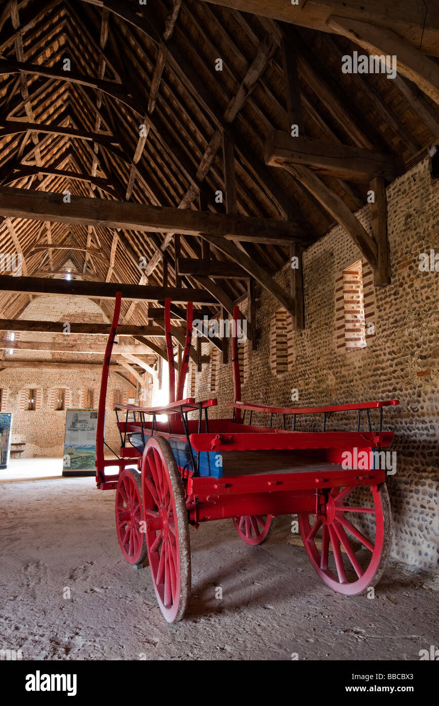 UK England Norfolk Waxham historic medieval stone barn interior Stock Photo