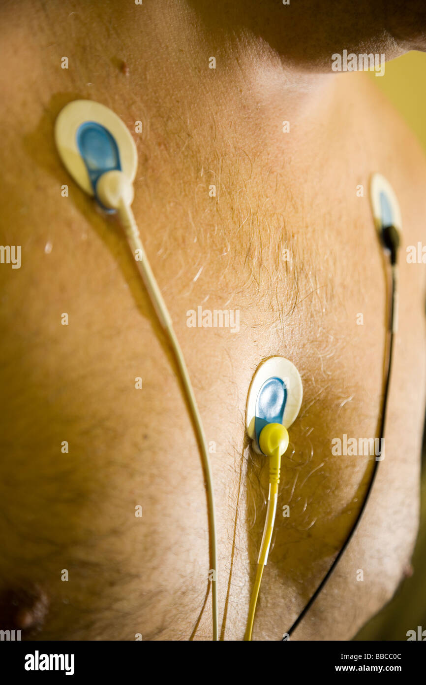 patient with electrocardiogram Stock Photo