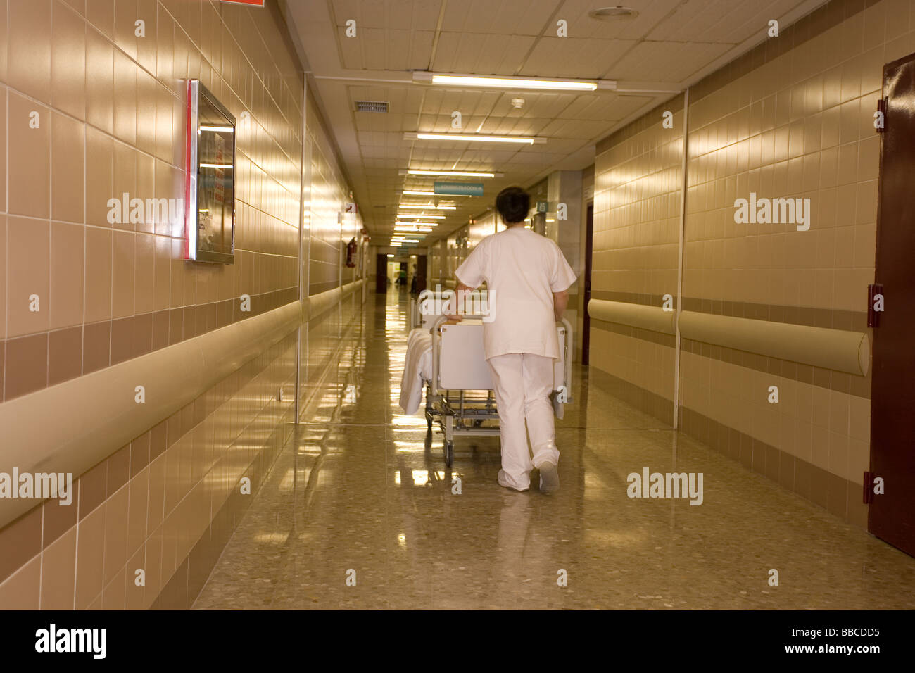Hospital Hallway, Pasillo de Hospital Stock Photo