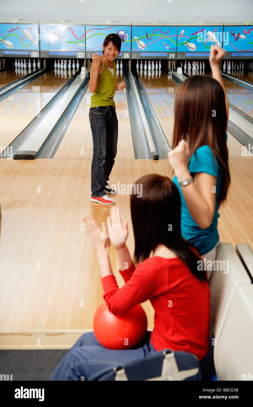 Women in bowling alley Stock Photo Alamy