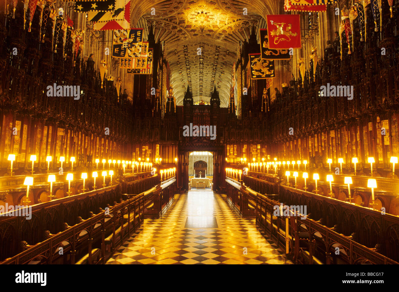 St Chapel Windsor choir stalls interior candle candles