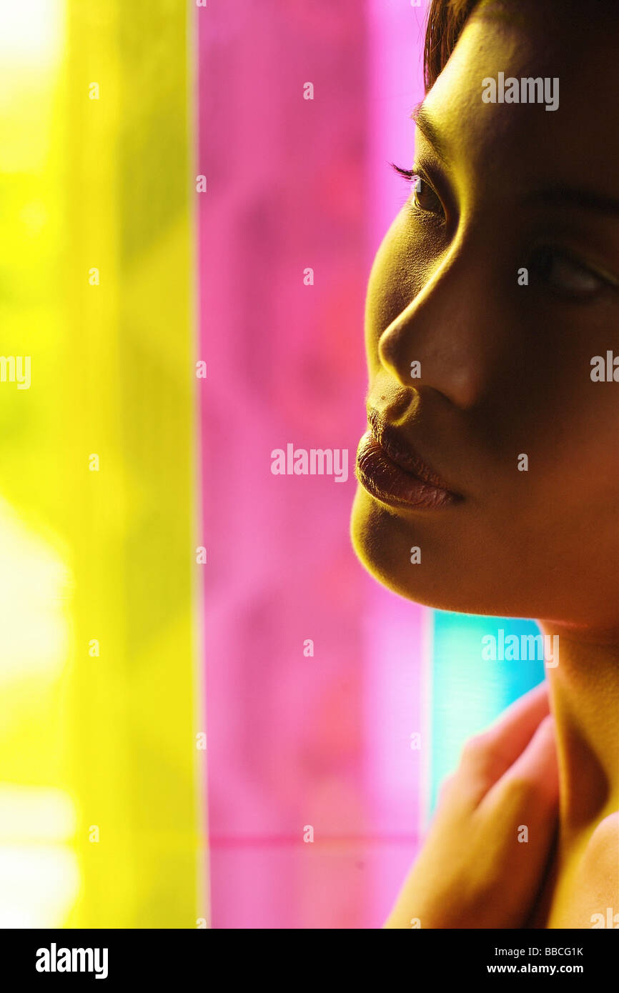 Side view of woman's face, portrait Stock Photo - Alamy