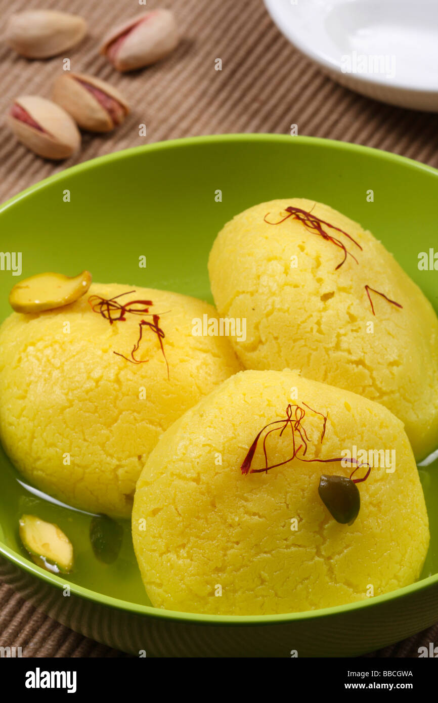 Raj bhog is a traditional cheese based syrupy dessert origin from Bengal Stock Photo
