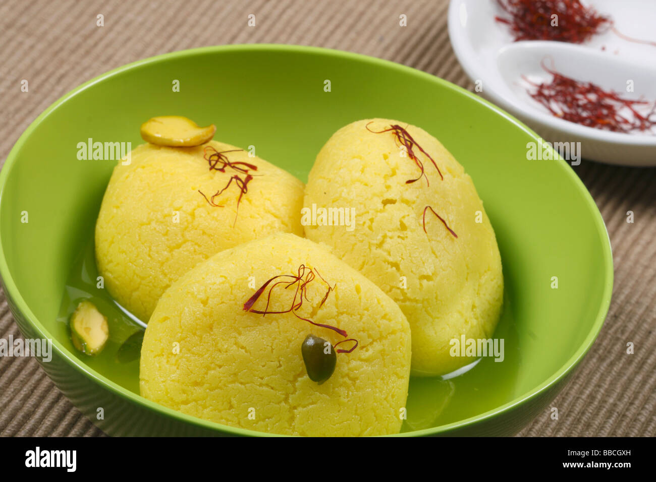 Raj bhog is a traditional cheese based syrupy dessert origin from Bengal Stock Photo