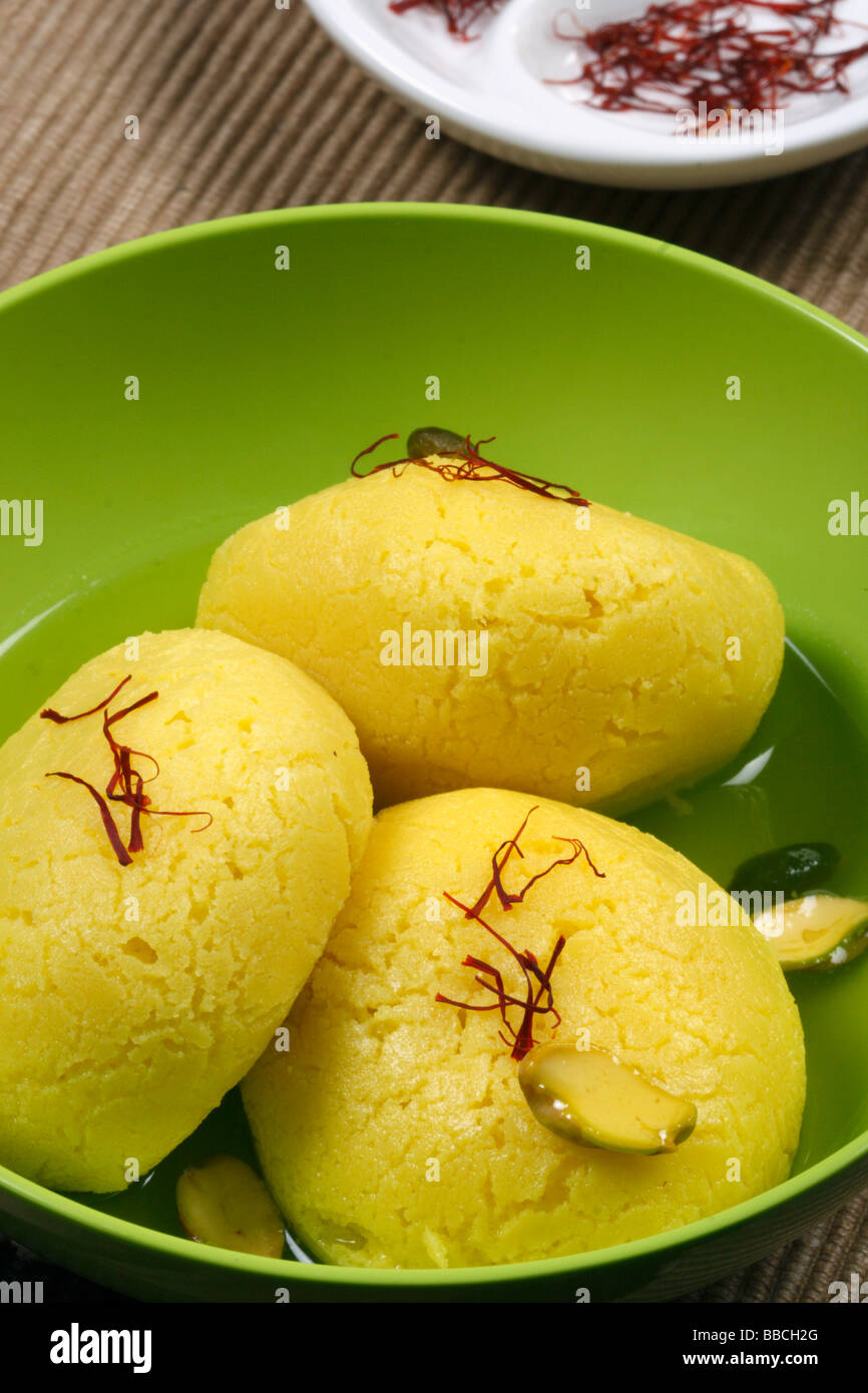 Raj bhog is a traditional cheese based syrupy dessert origin from Bengal Stock Photo