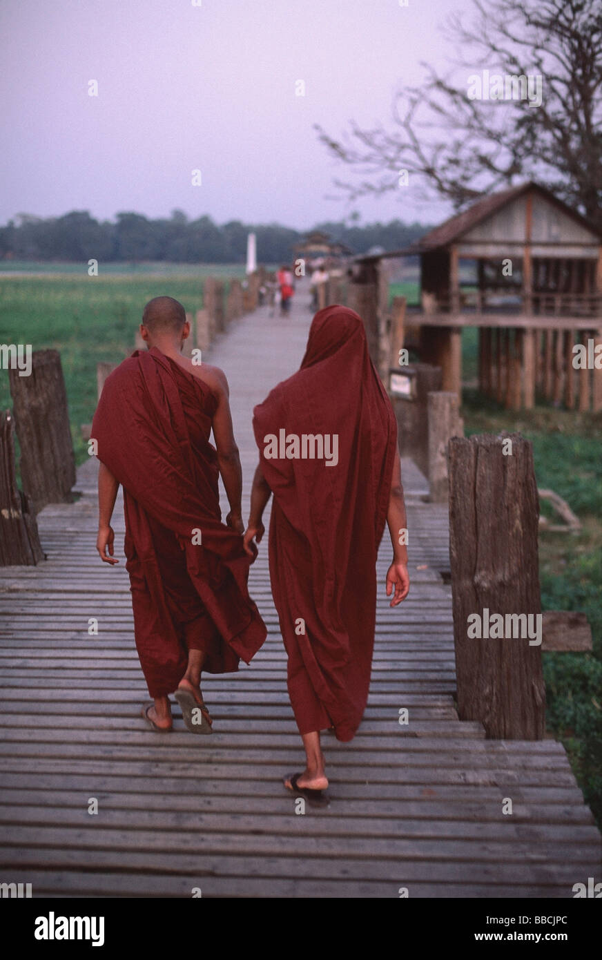 Buddhist monks crossing bein hi-res stock photography and images - Alamy