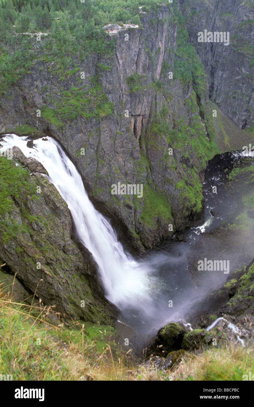 The waterfall Voringvossen, Hordaland, Norway Stock Photo