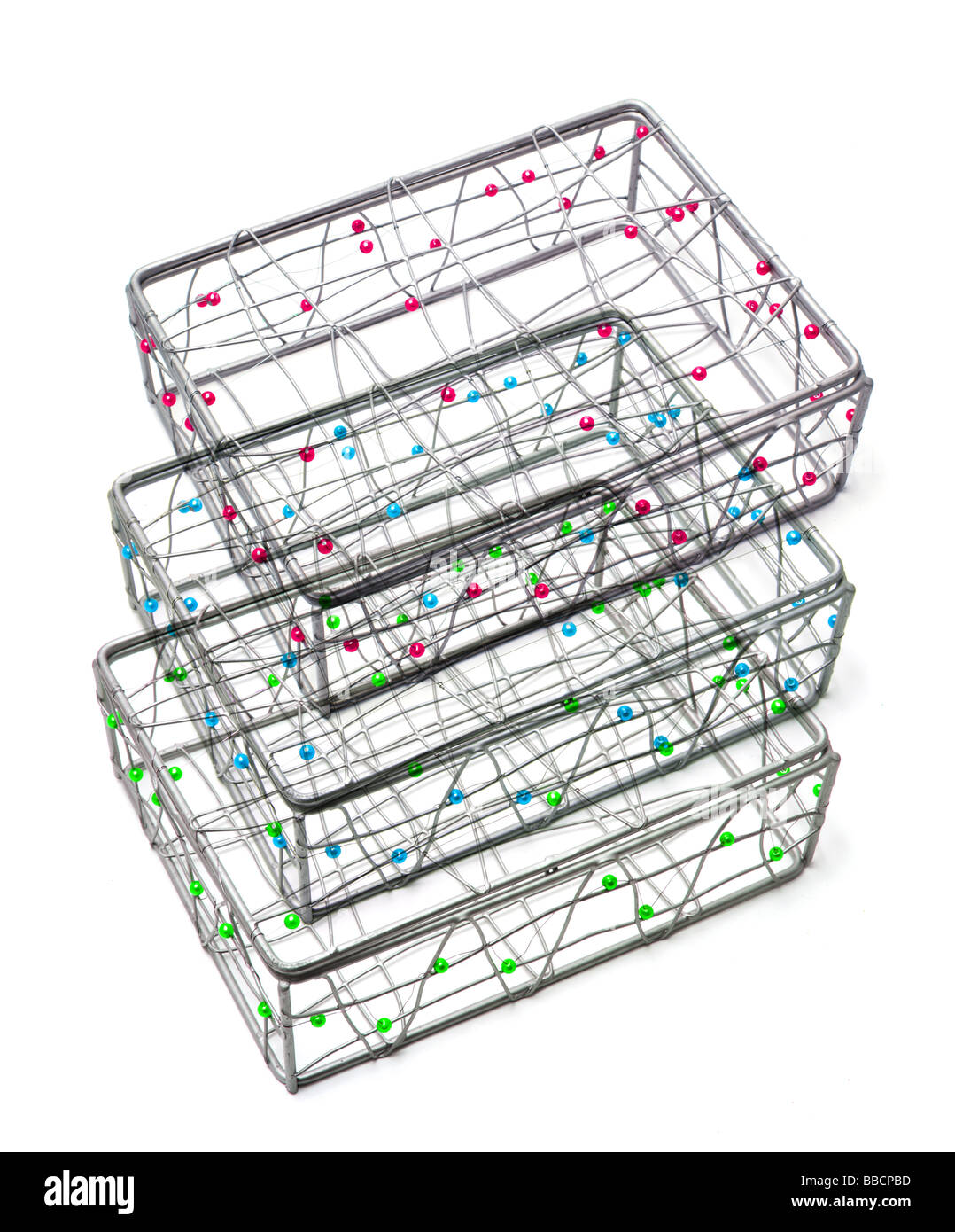 Beaded Wire Boxes Stock Photo