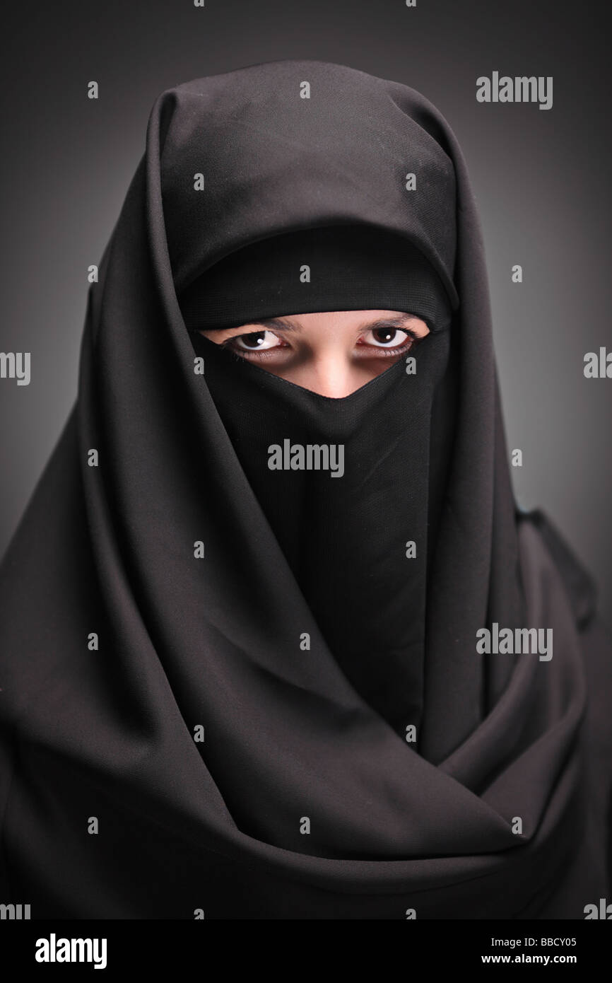 Woman with a black veil Stock Photo - Alamy