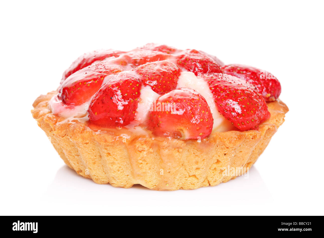 A strawberry tartlet isolated on a white background Stock Photo