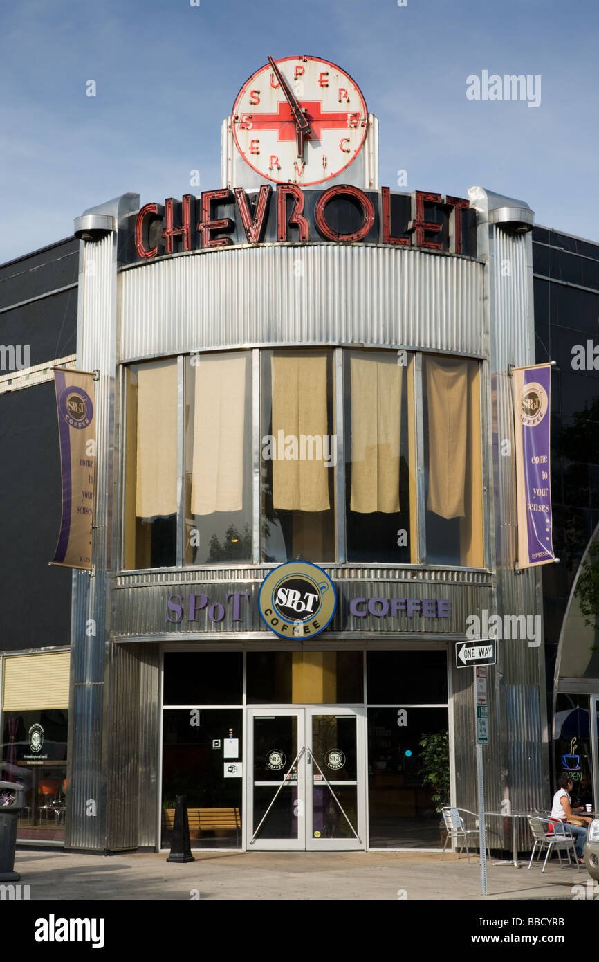 The Spot Coffee shop is in converted Chevy Dealership Rochester New
