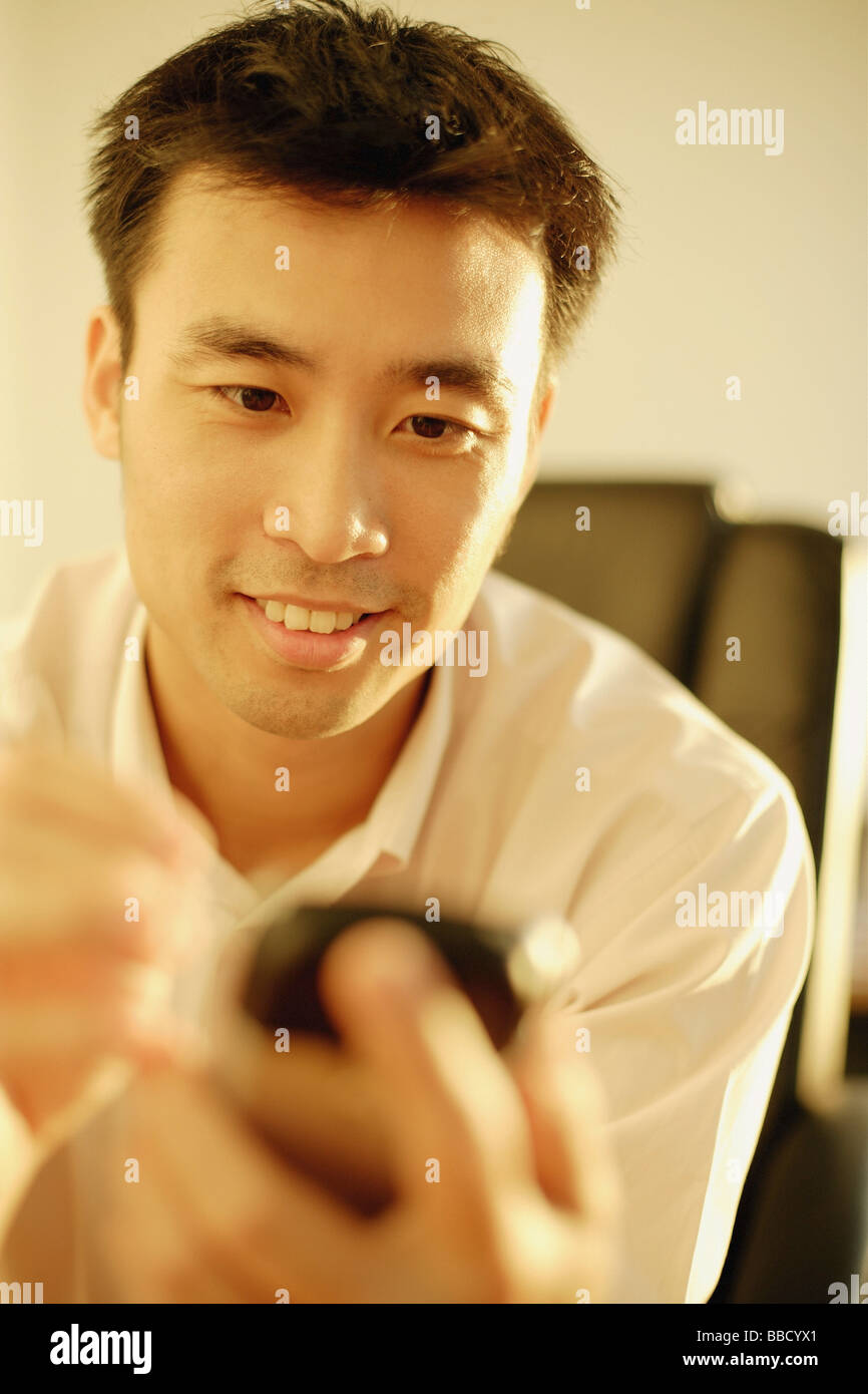 Executive using PDA Stock Photo Alamy