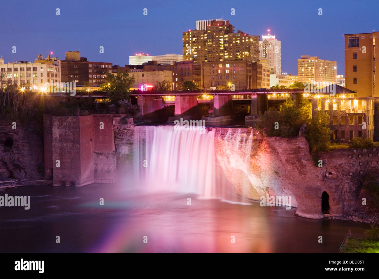 High Falls, Genesee River, Rochester, New York, Monroe County. Stock Photo