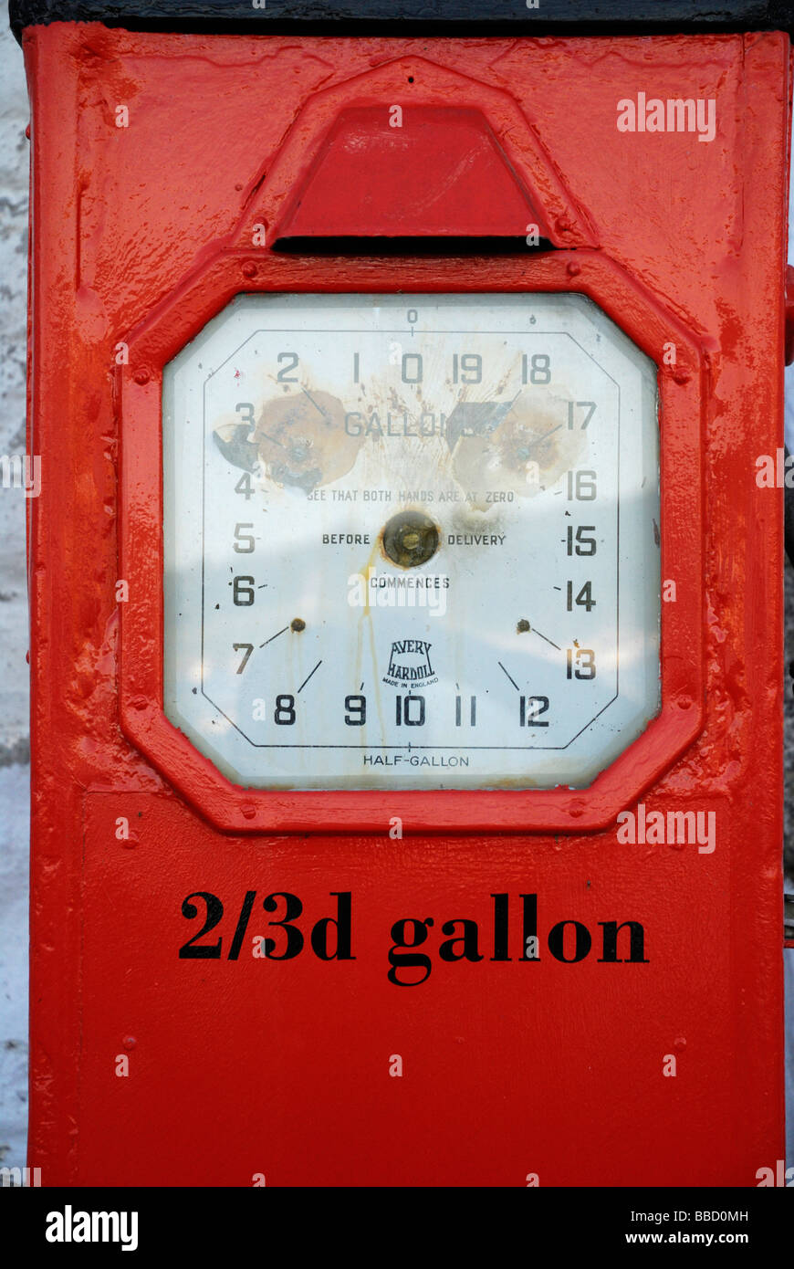 Gauge on an old petrol pump Stock Photo
