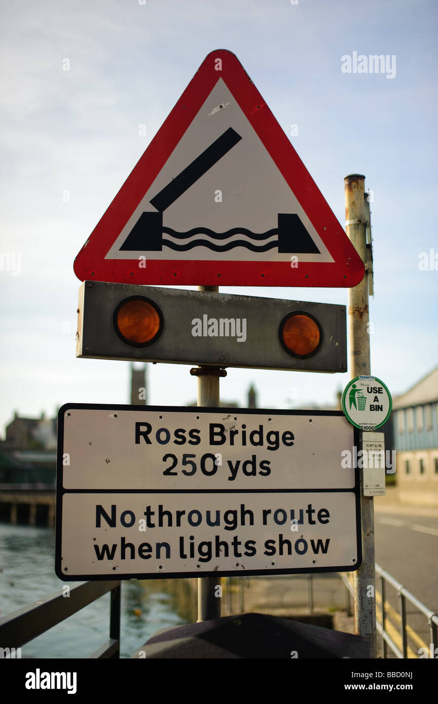 Bridge road sign Stock Photo - Alamy