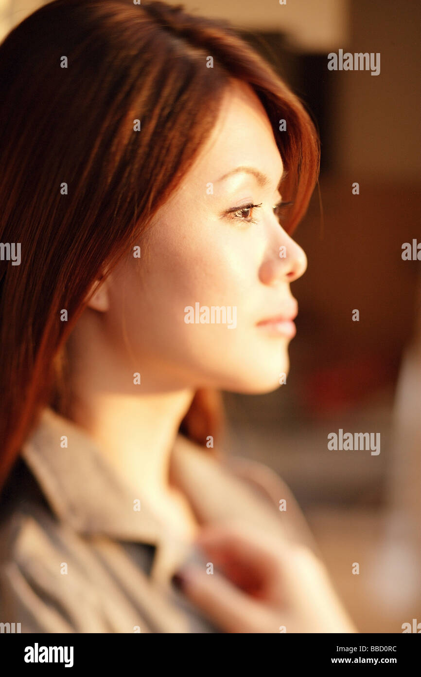 Young woman in profile, portrait Stock Photo