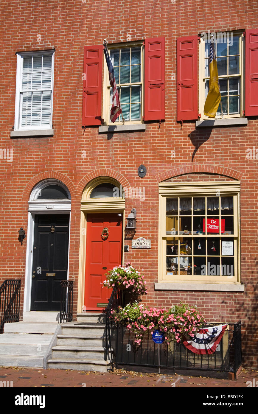 Houses in Society Hill District Philadelphia Pennsylvania USA Stock