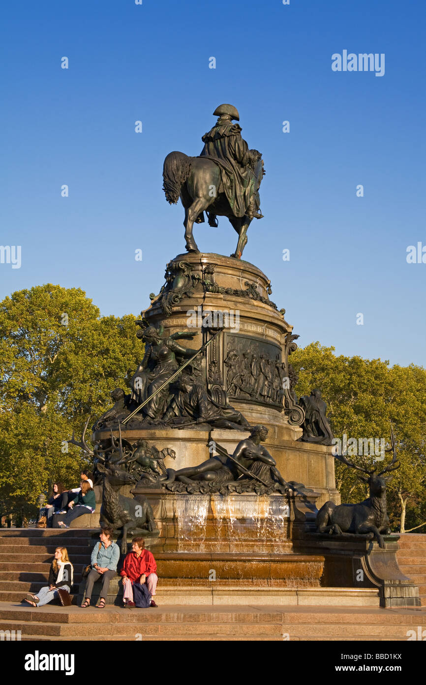 George Washington Monument at Eakins Oval Fairmount Park Philadelphia Pennsylvania USA Stock Photo