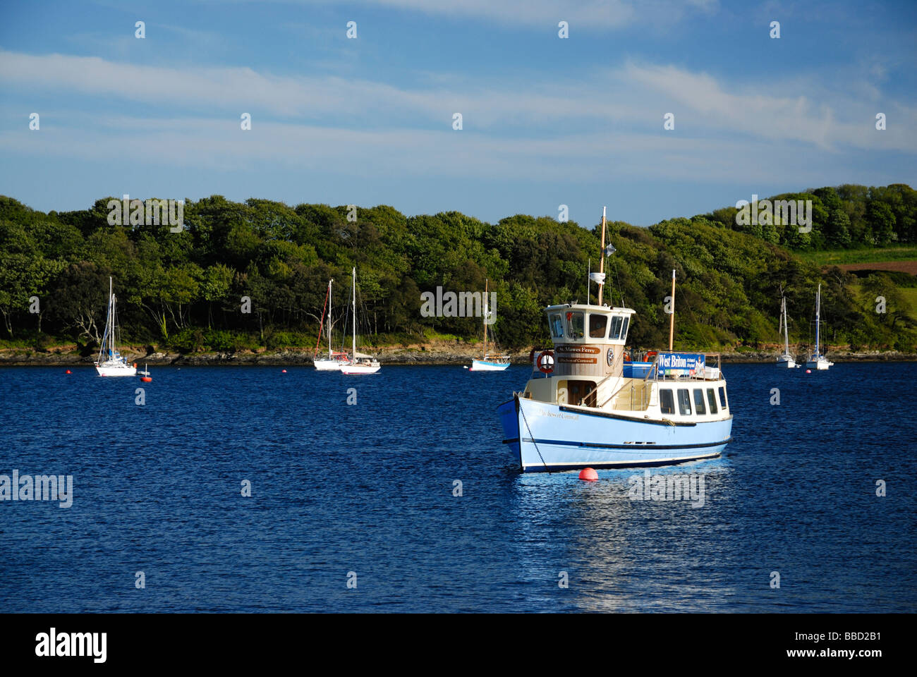 The St. Mawes - Falmouth ferry at St Mawes Harbour on the River Fal, Cornwall, UK Stock Photo