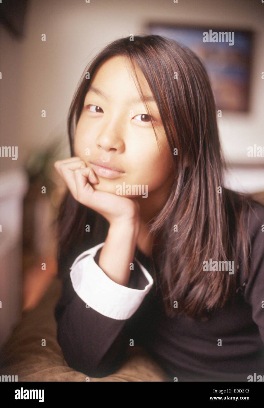 Child hand on chin hi-res stock photography and images - Alamy