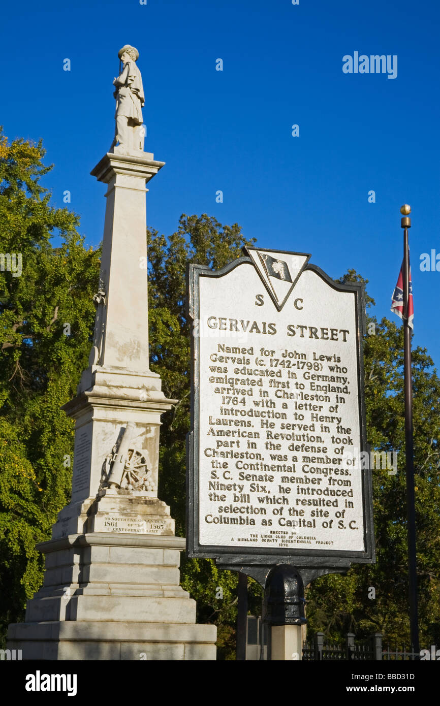 Confederate Monument History Plaque on Gervais Street Columbia South Carolina USA Stock Photo