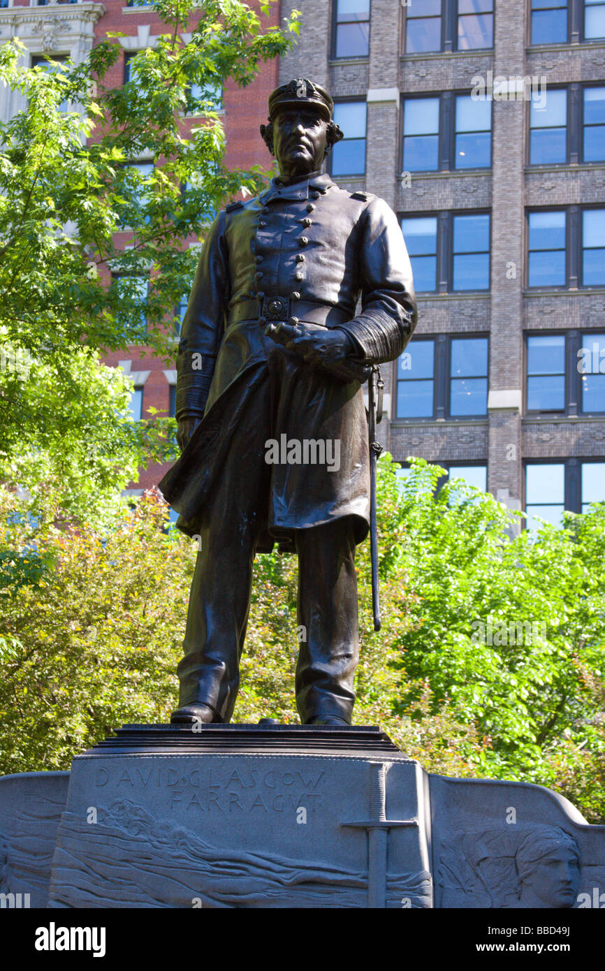 Statue of Admiral David Glasgow Farragut, Madison Square Park, New York NY USA Stock Photo