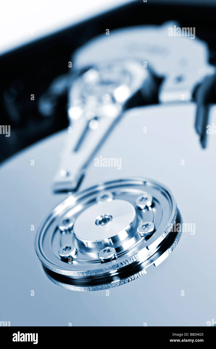 Closeup of hard disk drive internal components Stock Photo Alamy