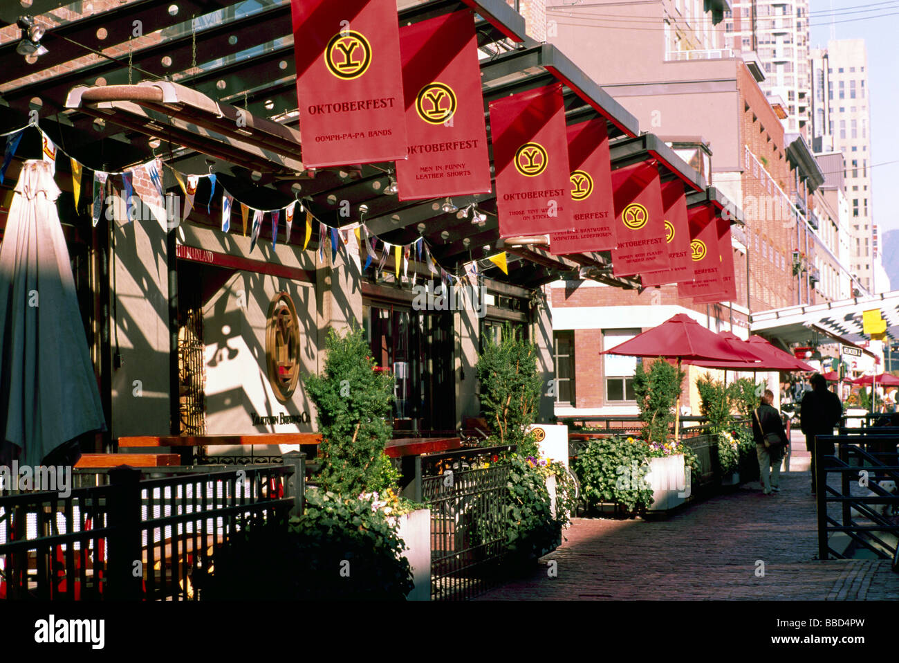 Yaletown, Vancouver, BC, British Columbia, Canada - Outdoor Restaurants and Patios in Historic District of City Stock Photo