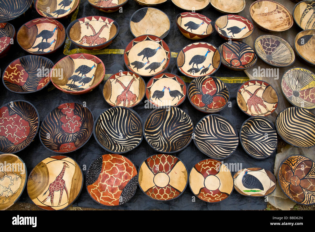 Souvenir wooden bowls, South Africa Stock Photo Alamy