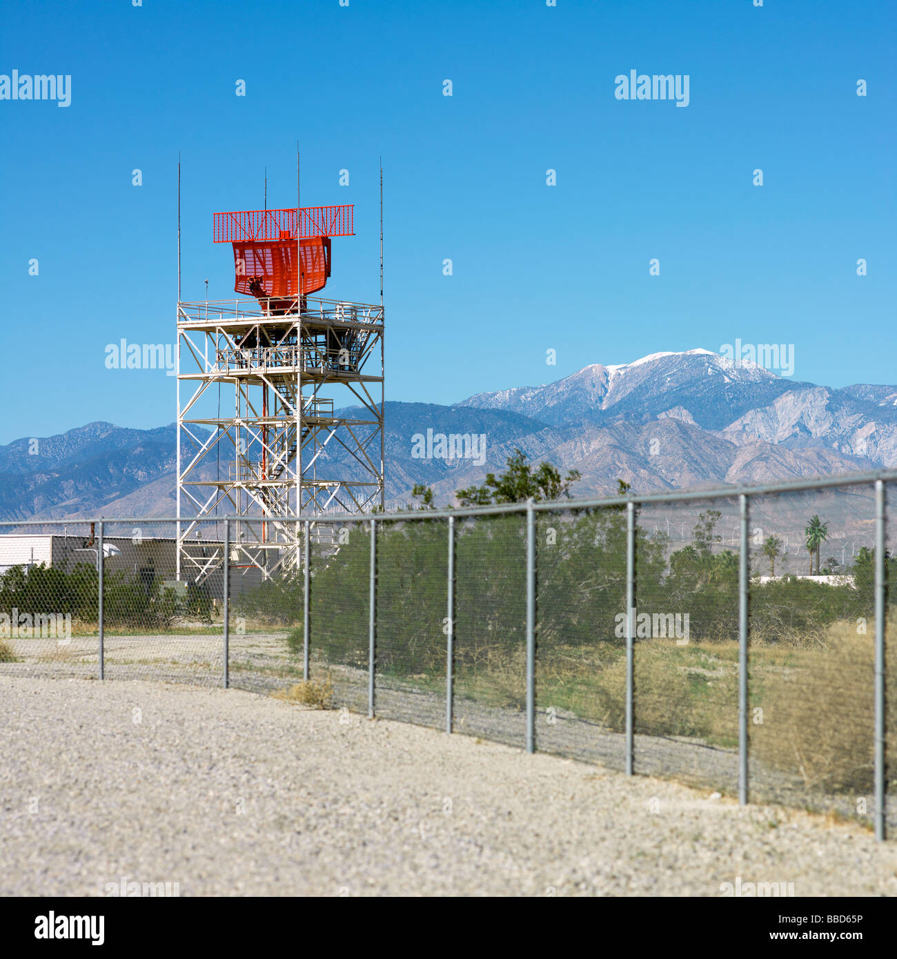 Air traffic control radar at the airport in Palm Springs California, USA Stock Photo