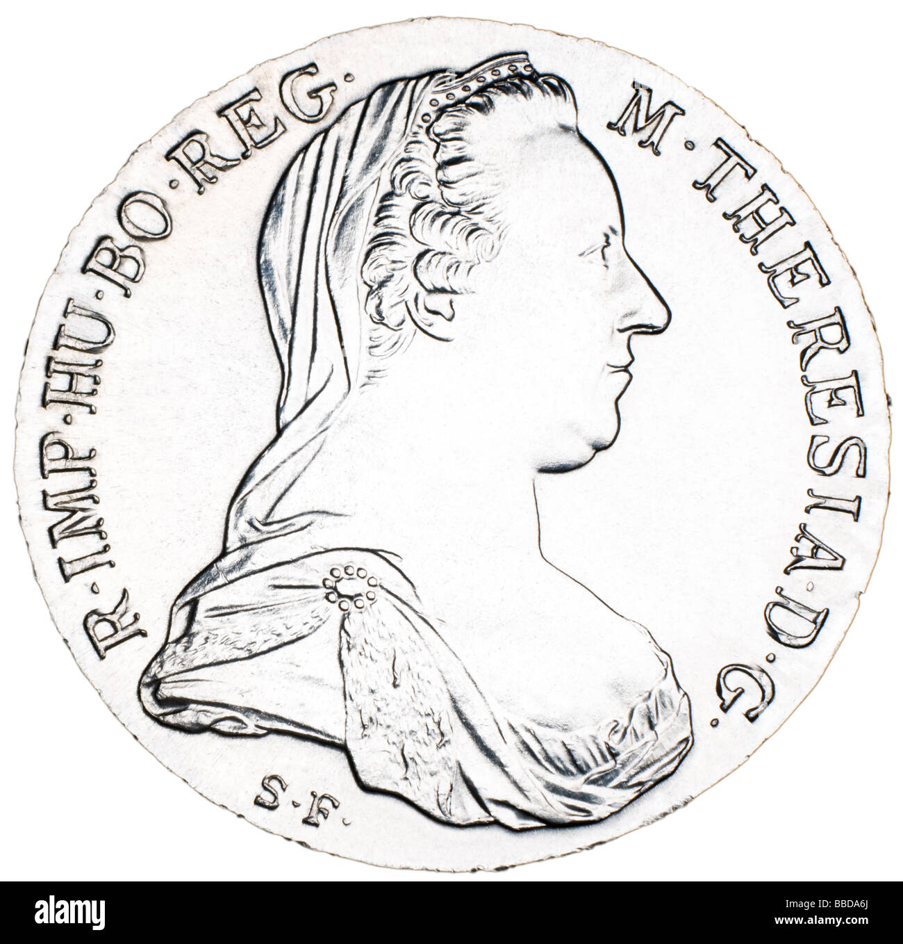 Maria Theresa silver Thaler - Austrian coin used worldwide as acceptable currency Stock Photo