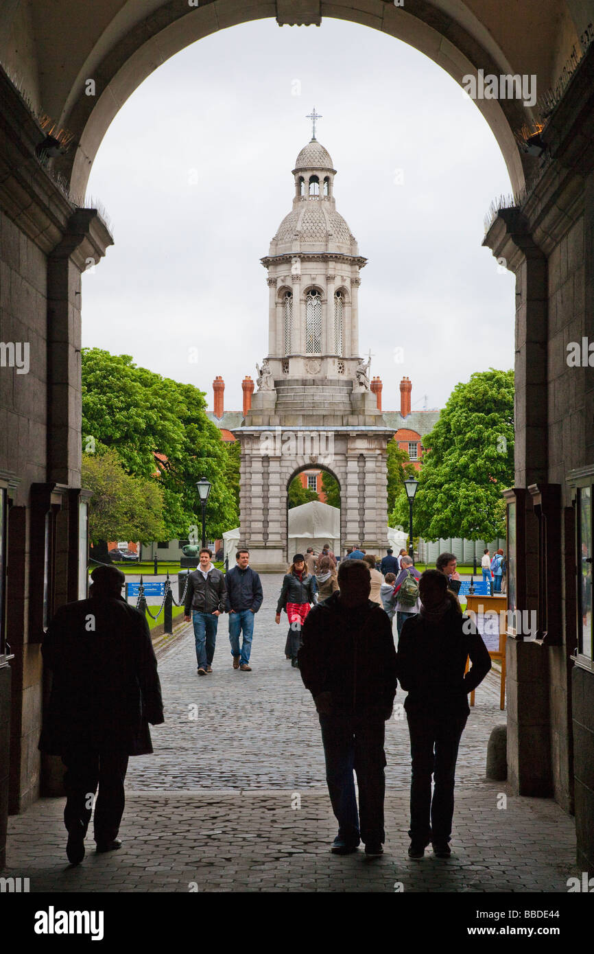 Campanile Tower viewed across Parliament Square Trinity College Dublin Ireland Eire Irish Republic Europe Stock Photo