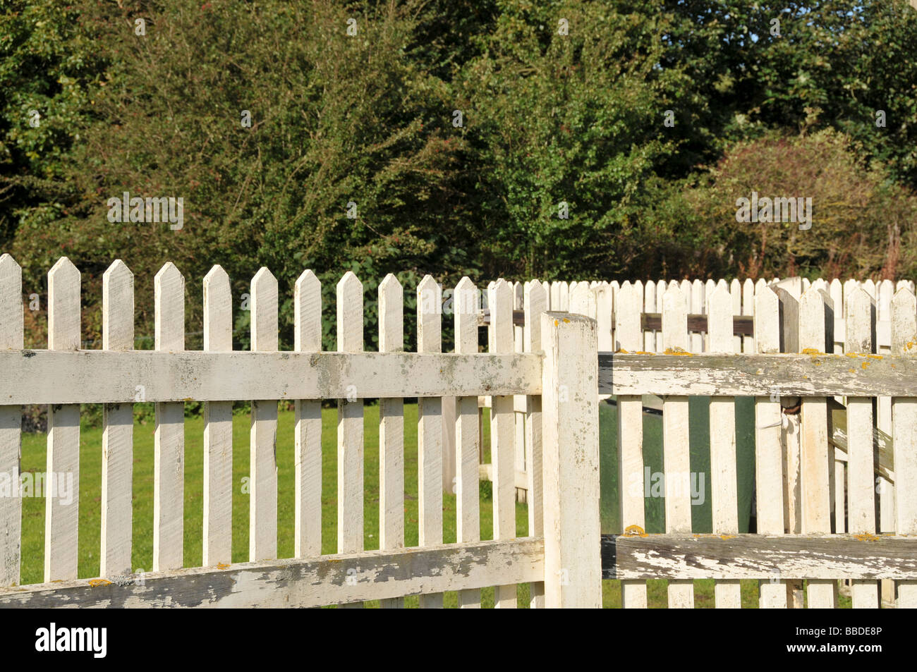 Fence with white color, outdoor Stock Photo