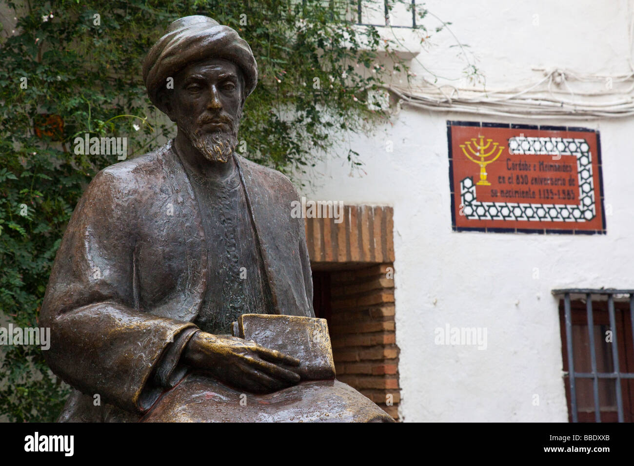 Statue of Moses Maimonides or Rambam in the Jewish Quarter in Cordoba