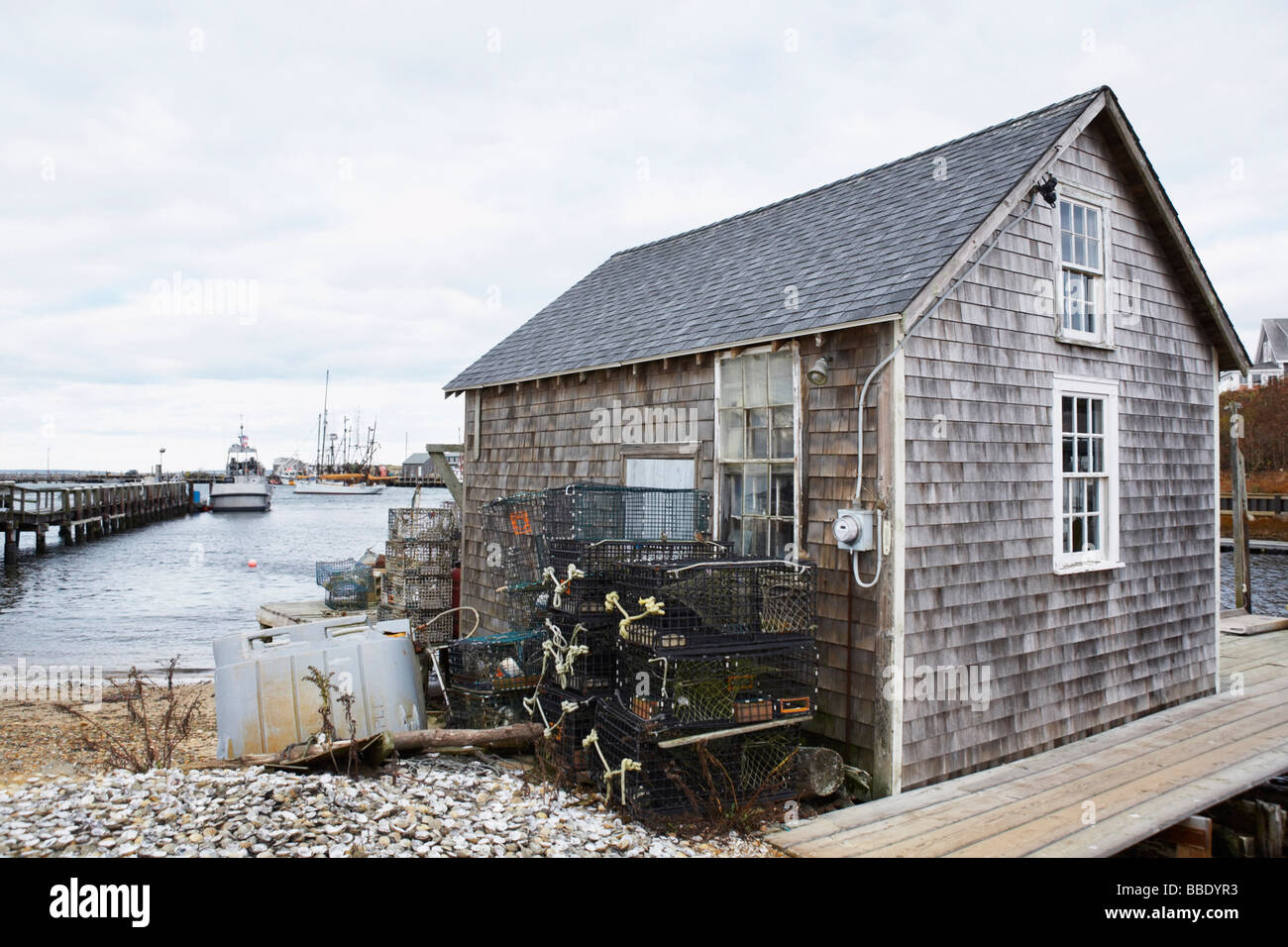 Lobster Traps Outside Hut, Menemsha, Martha's Vineyard, Massachusetts, USA Stock Photo Alamy
