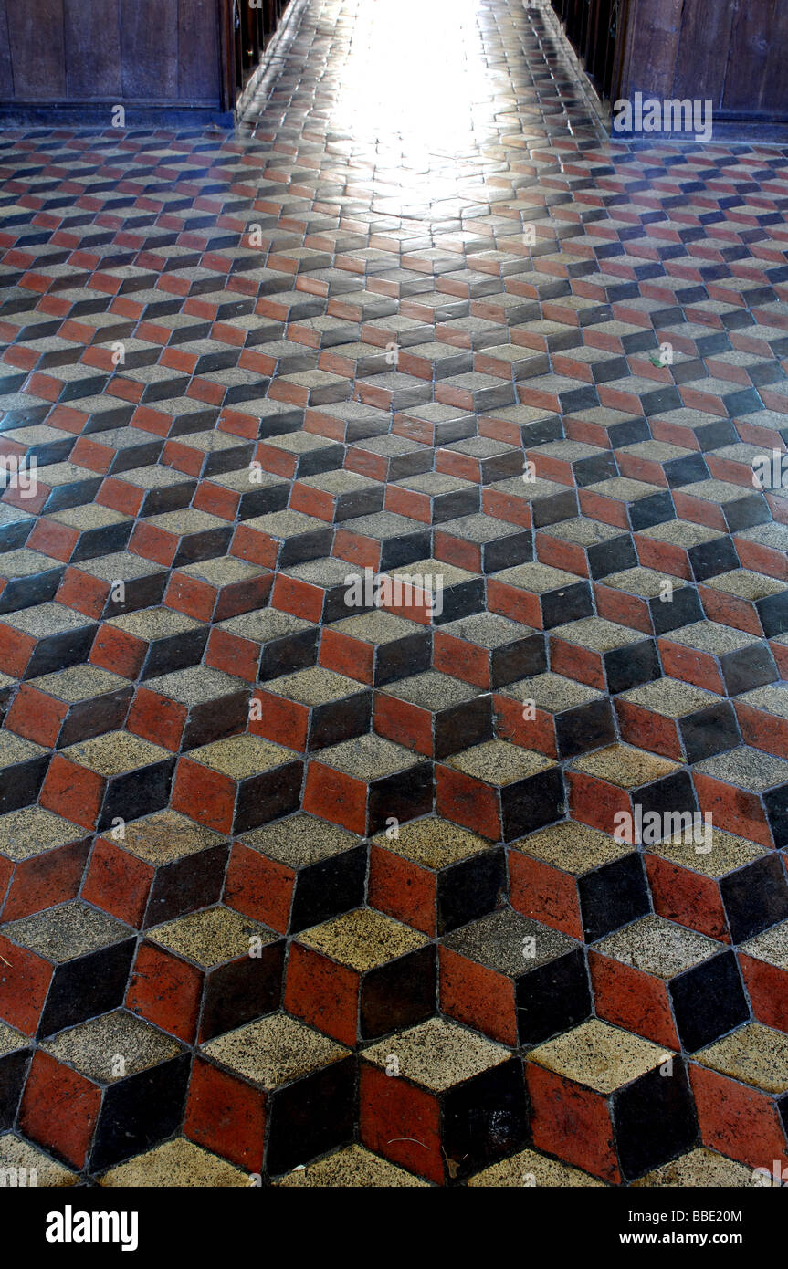 Tiled floor of St.Giles Church, Bredon, Worcestershire, England, UK Stock Photo