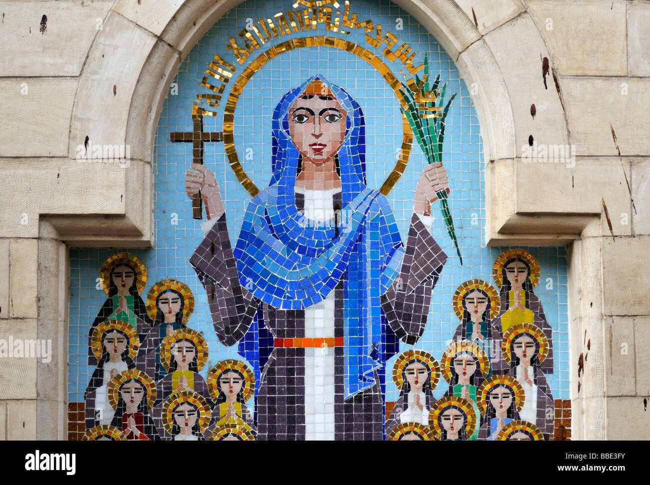 Detail of Mosaic at Saint Virgin Mary s Orthodox Church Hanging Church El Muallaqa Coptic Cairo Egypt Stock Photo