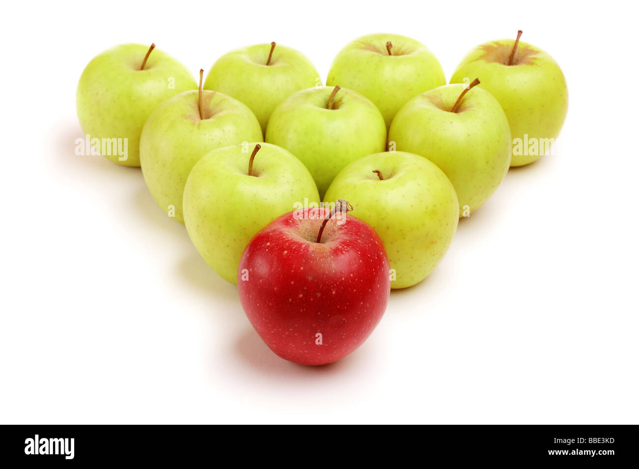 Green apples with red leader Stock Photo