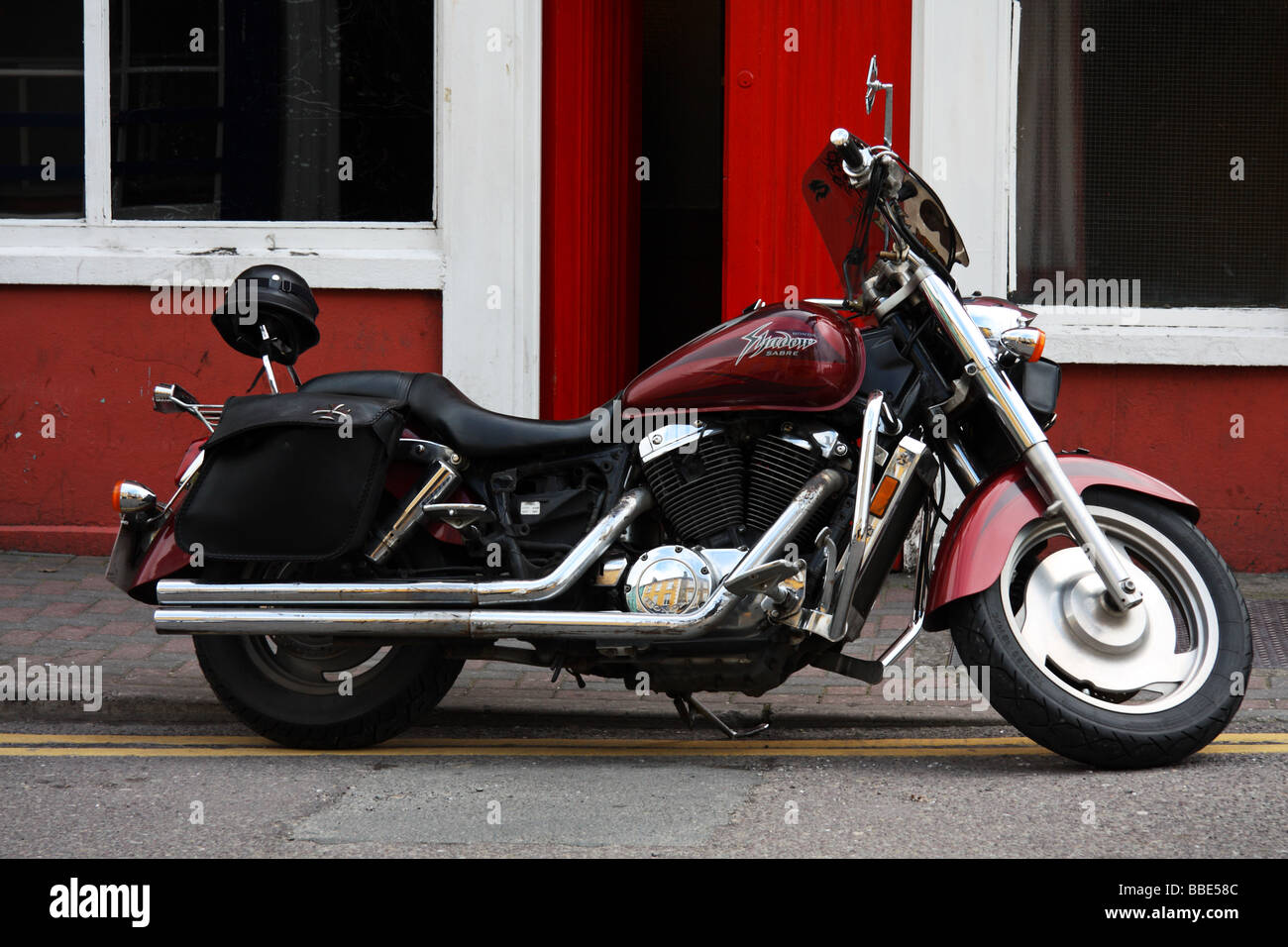 Honda Shadow Sabre Motorcycle parked outside Bridewell bar Bandon Cork Ireland Stock Photo