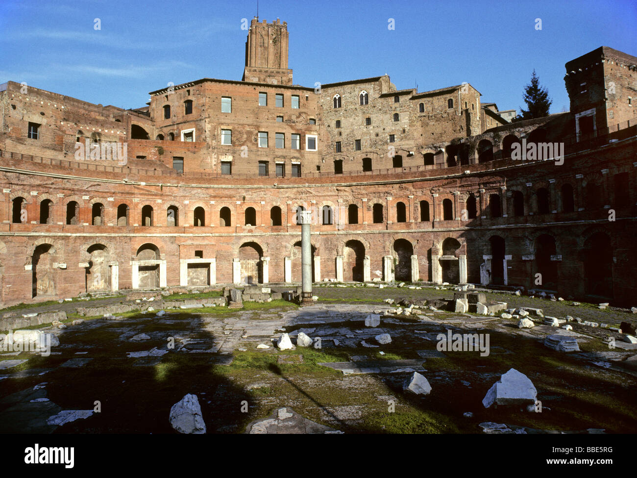 Trajan's markets, Torre delle Milizie, Via Alessandrina, Via dei Fori Imperiali, Rome, Lazio, Italy, Europe Stock Photo