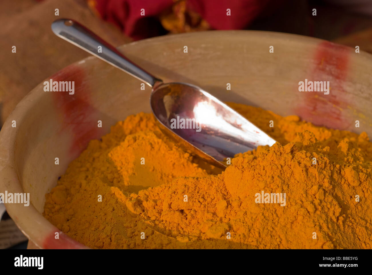 Indian color powder - lal. Stock Photo