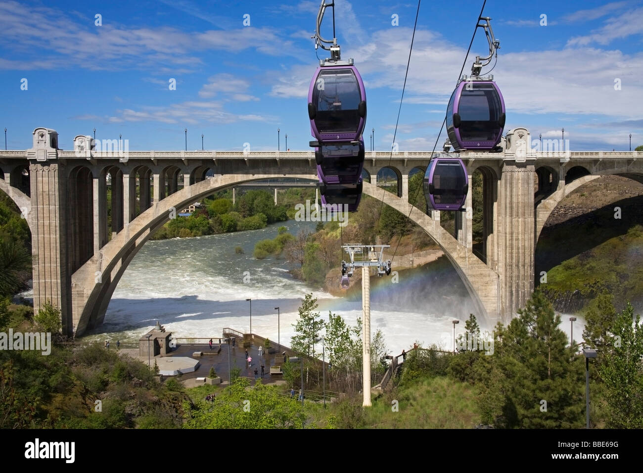 Spokane Falls Skyride over Riverfront Park; Spokane, Washington, USA Stock Photo