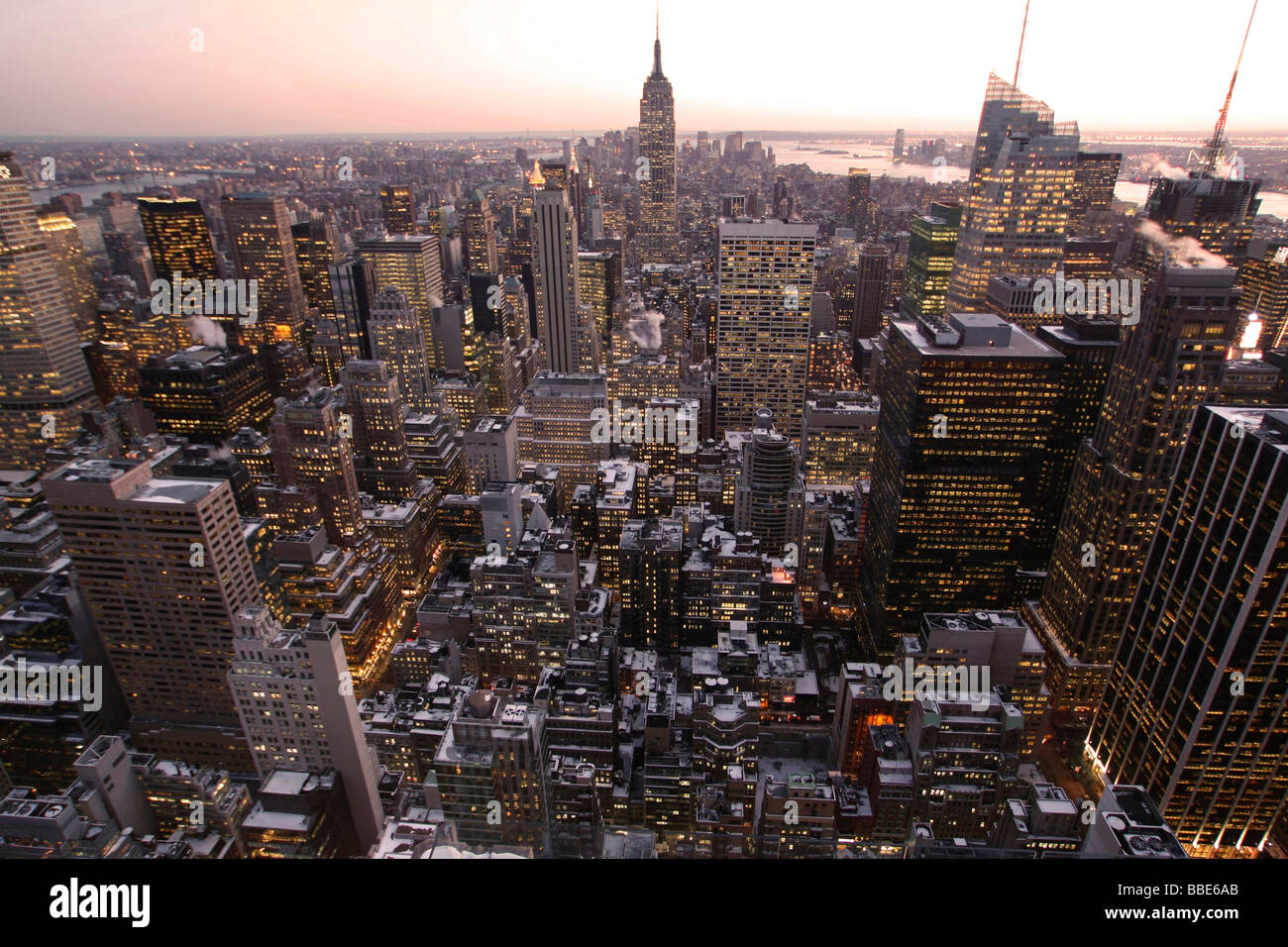 Panoramic view, Rockefeller Center, Midtown, Manhattan, New York City, USA, United States of America Stock Photo