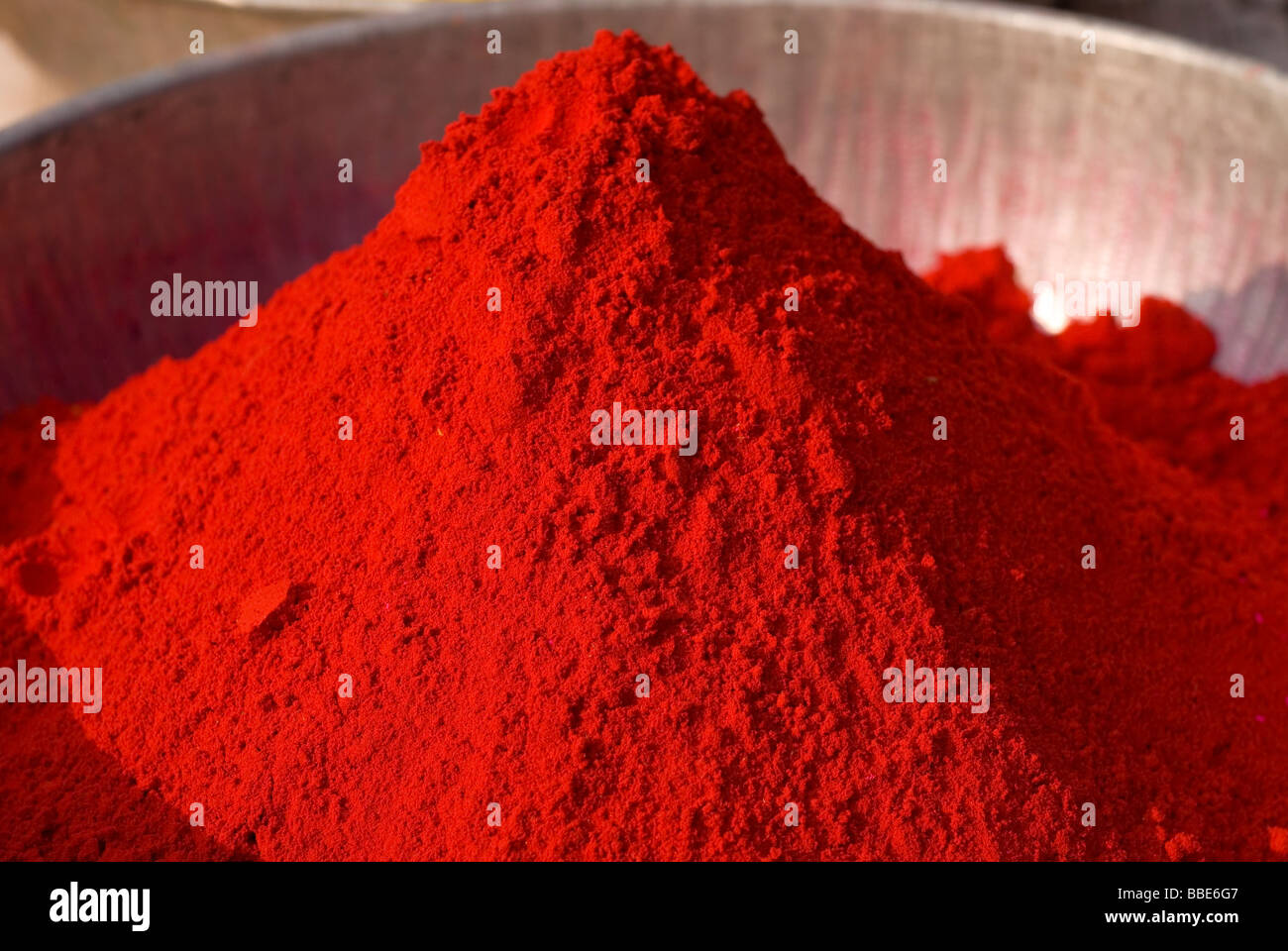 Indian color powder - lal. Stock Photo