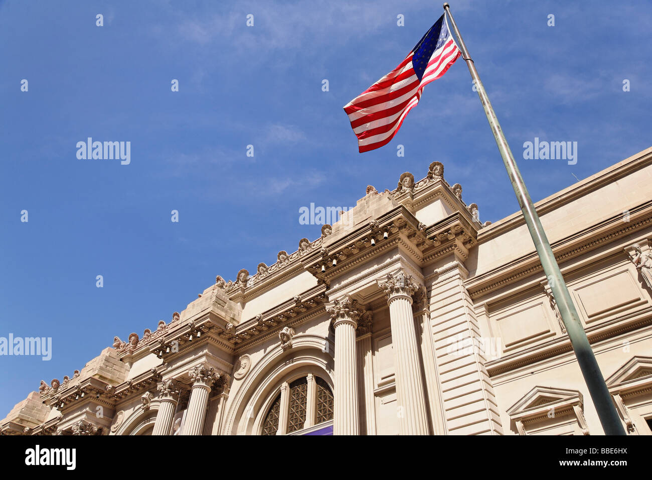 Partial view of the facade of the Metropolitan Museum of Art in New York City Stock Photo